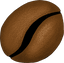 A stylised brown coffee bean illustration.
