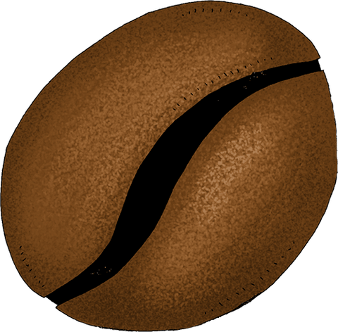 A stylised brown coffee bean illustration.